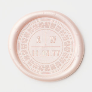 Monograms & Double Happiness Ring Chinese Wedding Wax Seal Sticker