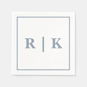Monograms Dusty Blue Simple Minimal Trendy Wedding Napkins