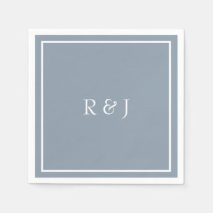 Monograms Dusty Blue White Ampersand Cool Wedding Napkins