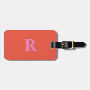 Monograms Gift Favor Christmas Bold Pink Orange Luggage Tag