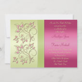 Monograms Green Pink Floral Wedding Invitation (Back)