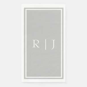 Monograms Grey Gray White Classy Trendy Wedding Paper Guest Towels