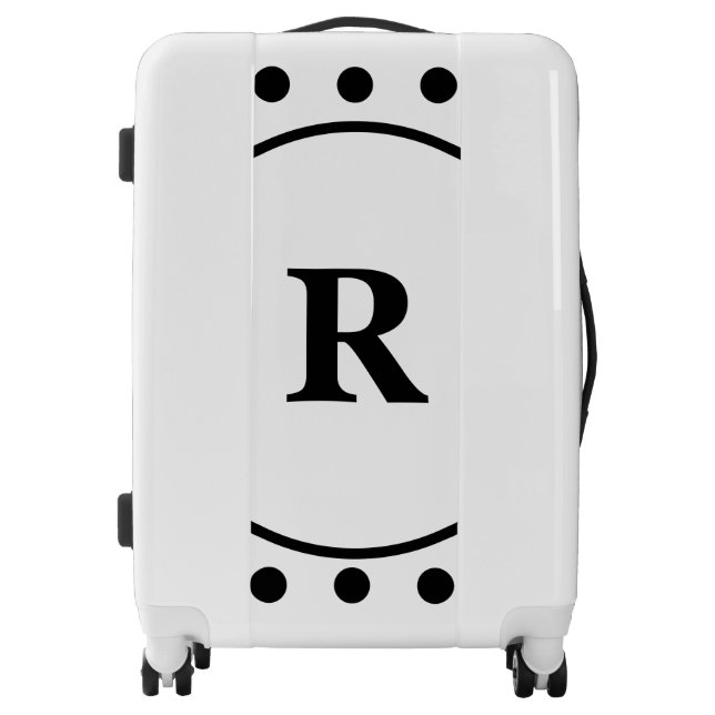Monograms Initials Custom Name Black Polka Dots Luggage (Front)