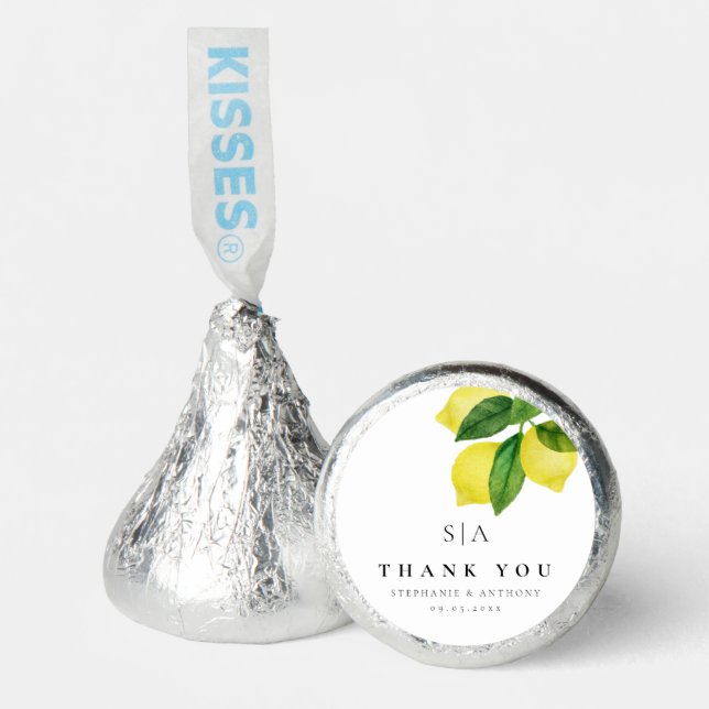 Monograms Lemon Citrus Branch Greenery Wedding    Hershey®'s Kisses® (Front)
