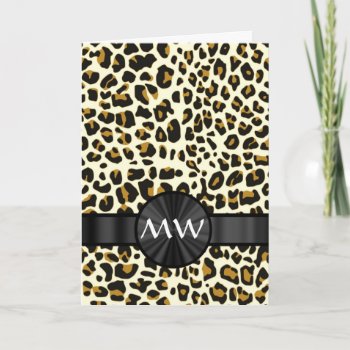 Monograms Leopard Print Note Card by monogramgiftz at Zazzle