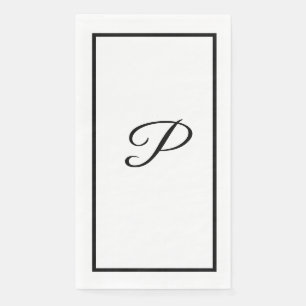 Monograms Letter Black White Bridal Shower Wedding Paper Guest Towels