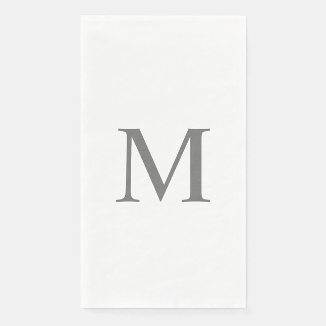 Monograms Letter Bridal Shower Wedding Grey Custom Paper Guest Towels (Front)
