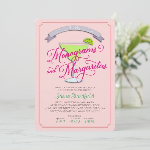 Monograms & Margaritas Bridal Shower Invitation Zazzle
