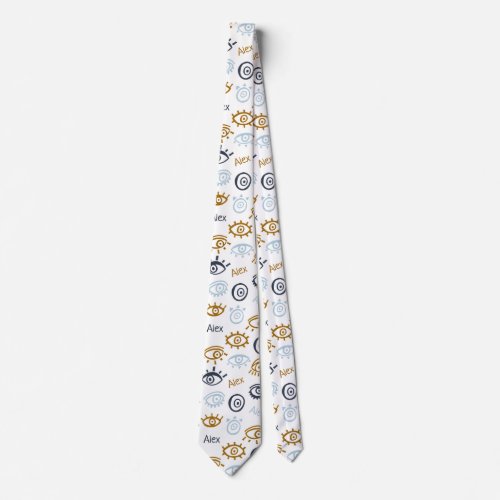 Monograms med Evil Eye Pattern  Add Name Neck Tie