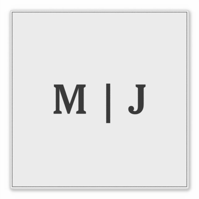 Monograms Name Black White Minimalist 2024 Wedding Sticker (Front)