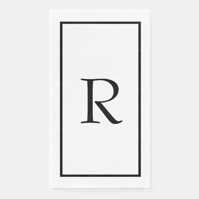 Monograms Name Black White Wedding Bridal Shower Paper Guest Towels (Front)