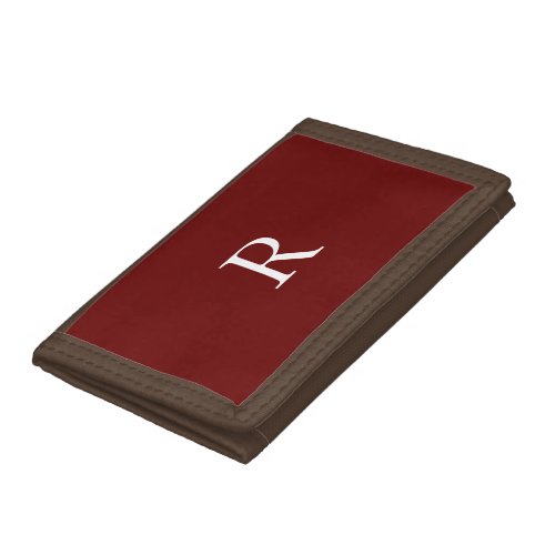 Monograms Name Bright Color Burgundy Red Brown Trifold Wallet