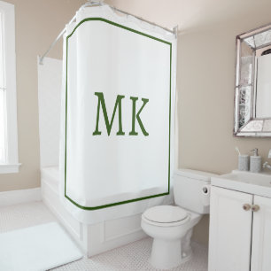 Monograms Name Forest Green White Custom Color Shower Curtain