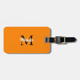 Monograms Name Orange Custom Gift Stylish Luggage Tag