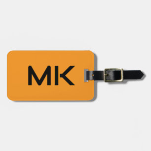 Monograms Orange Black Initials Name Gift Favor Luggage Tag