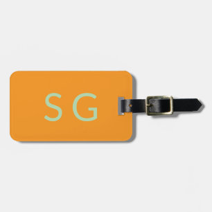 Monograms Pumpkin Orange Green Fall Gift Favor Luggage Tag