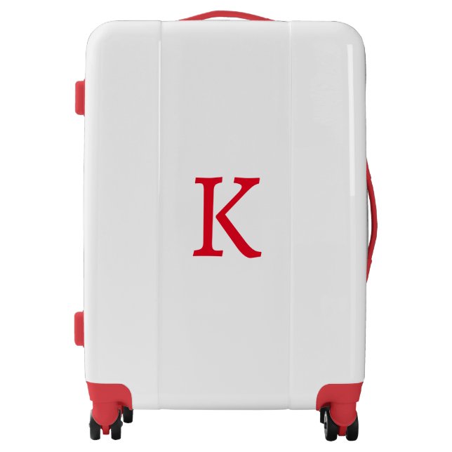 Monograms Red Wedding Birthday Gift Favor White Luggage (Front)
