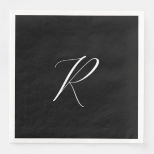Monograms Retro Letter Black White Initial Wedding Paper Dinner Napkins