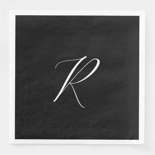 Monograms Retro Letter Black White Initial Wedding Paper Dinner Napkins