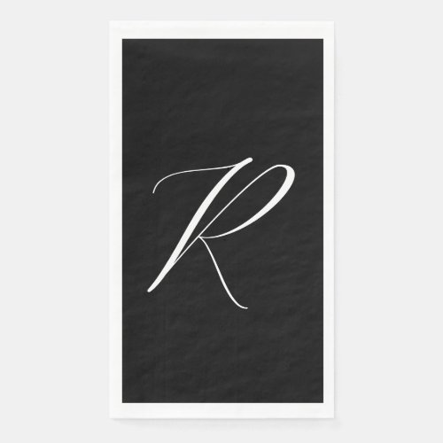 Monograms Retro Letter Black White Initial Wedding Paper Guest Towels