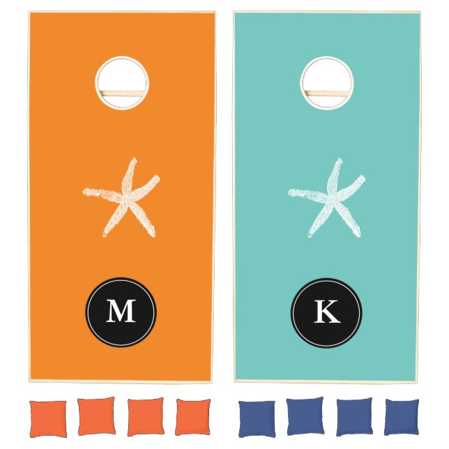 Monograms Starfish Family Beach House Fun Gift Cornhole Set (Set)