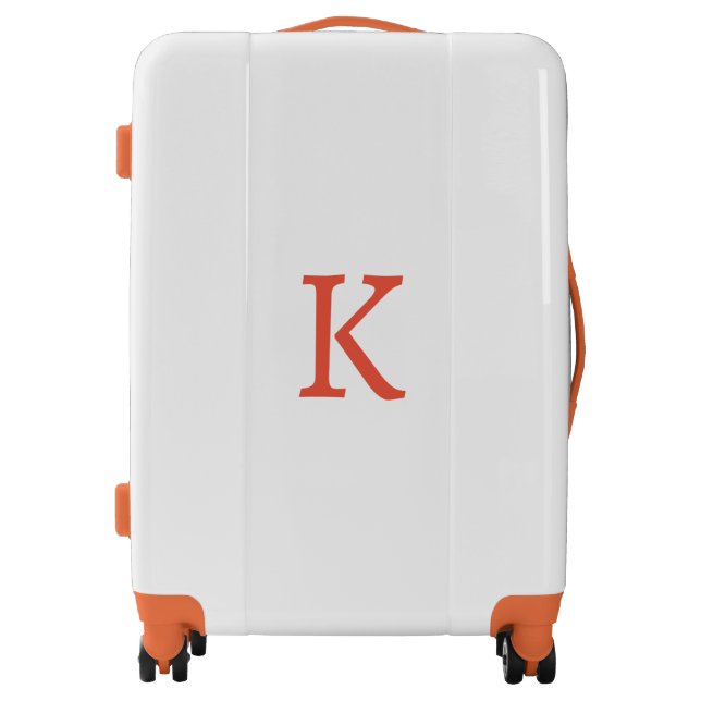 Monograms Wedding Birthday Gift Favor Orange White Luggage (Front)