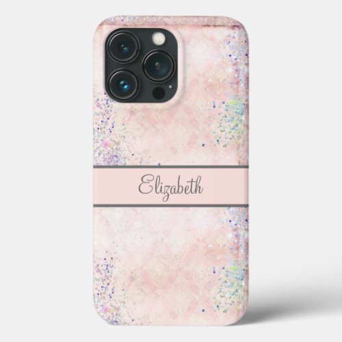 Monogran Glam Pink White Sparkle Elegant  iPhone 13 Pro Case