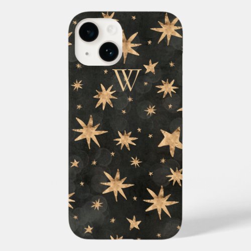 Monogtram Black  Yellow Star Shapes Case_Mate iPhone 14 Case