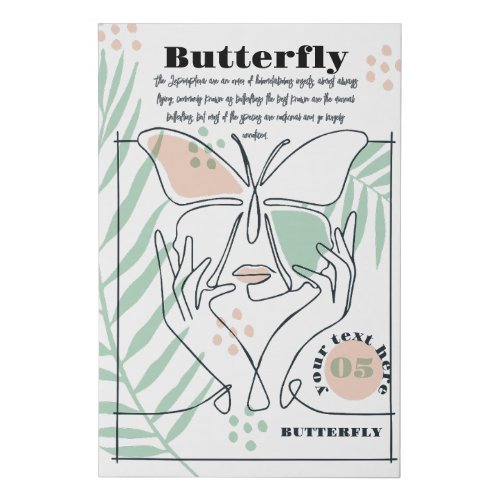 MONOLINE BUTTERFLY YOU  CAN EDIT ALL TEXT  FAUX CANVAS PRINT
