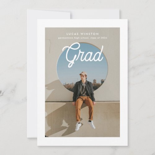 Monoline Script Photo Graduation Announcement