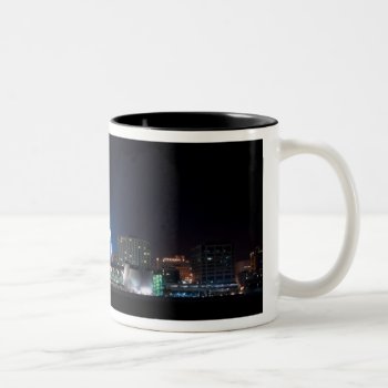 Monona Terrace And Madison Capitol At Night Two-tone Coffee Mug by jvrphotography at Zazzle
