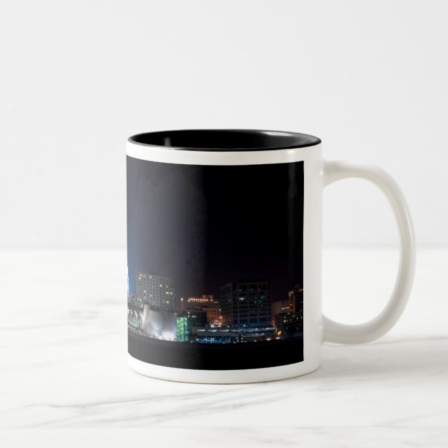 Monona Terrace and Madison Capitol at Night Two-Tone Coffee Mug (Right)