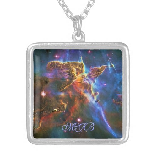 Monongram Mystic Mountains _ Carina Nebula Silver Plated Necklace