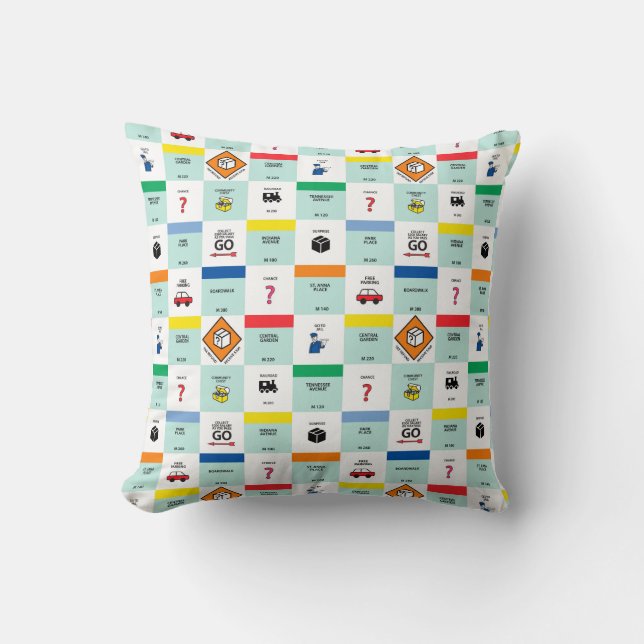 monopoly cardboard game night throw pillow (Front)