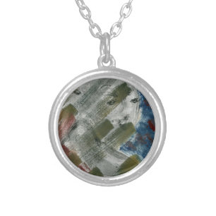 Monoprint Woman and Crow (Raven) Silver Plated Necklace