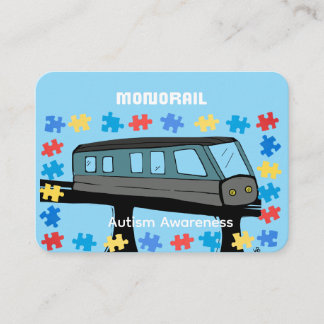 Monorail train car coaster autism puzzle  business card