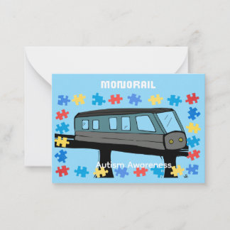 Monorail train car coaster autism puzzle  note card