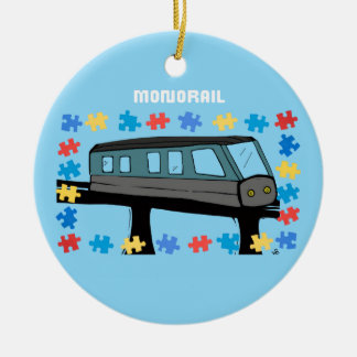 Monorail train neurodiverse autism puzzle ceramic ornament