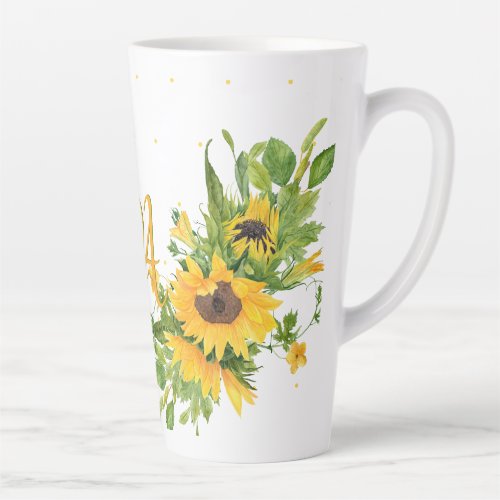 Monorgammed Sunflowers Blue Yellow Decor Modern Latte Mug