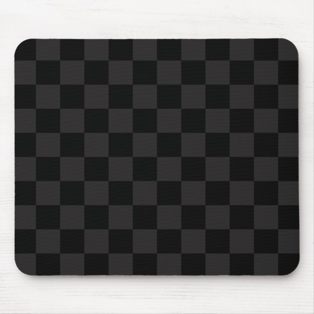 Monotone Black and Dark Grey Checkered Pattern Mouse Pad (Front)