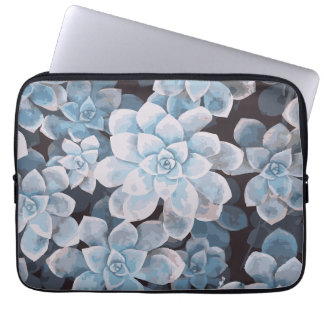 Monotone Blue Succulent Laptop Sleeve