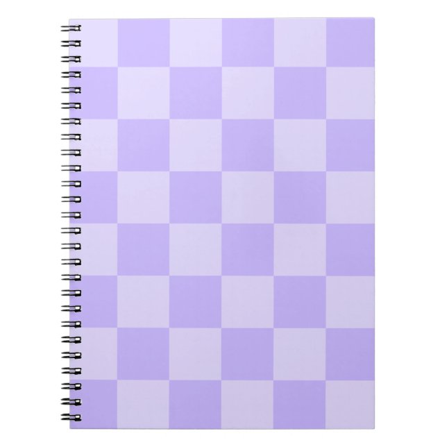 Monotone Lavender Checkered Pattern Notebook (Front)