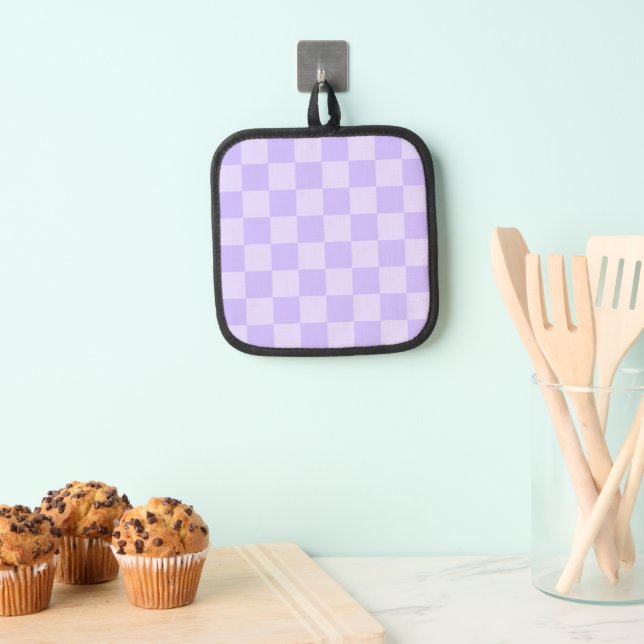 Monotone Lavender Checkered Pattern Pot Holder (Insitu(Hanging))