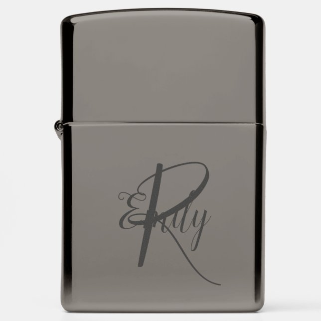 Monotone Monogram Name Zippo Lighter (Front)