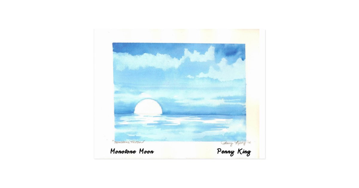 Monotone Moon Original Watercolor Painting Postcard Zazzle Com