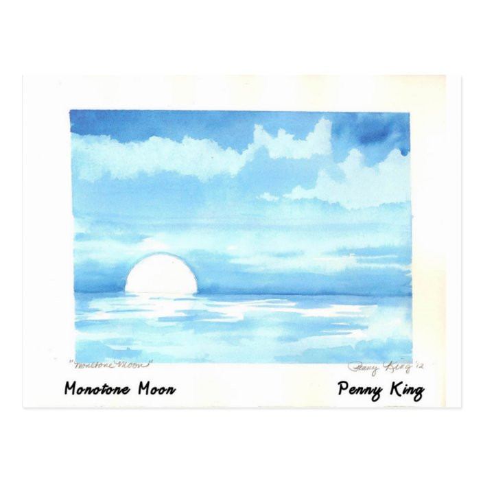 Monotone Moon Original Watercolor Painting Postcard Zazzle Com