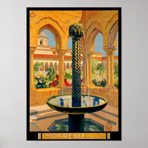 Monreale Palermo Italy Vintage Poster Restored