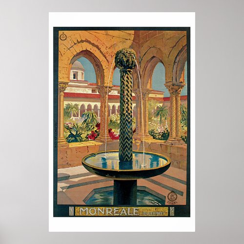 Monreale Palermo Sicily Vintage Travel Poster