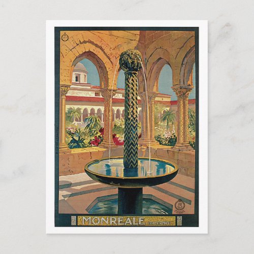 Monreale Palermo Sicily Vintage Travel Poster Postcard