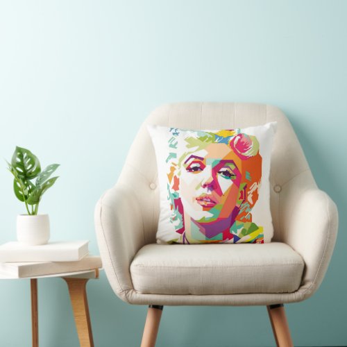 Monroe Colorful Pop Art Throw Pillow 